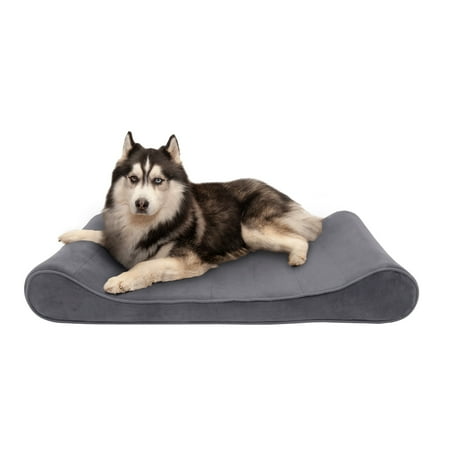 UPC: 0842229118346 | FurHaven Pet Dog Bed | Cooling Gel Memory Foam Orthopedic Microvelvet Luxe Lounger Pet Bed for Dogs & Cats Gray Jumbo