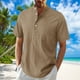 thumbnail image 2 of Mens Casual Manga Corta Botón Abajo Camisas, Verano Color Sólido, Cuello de Soporte Bolsillo Camisa Turndown, 2 of 9