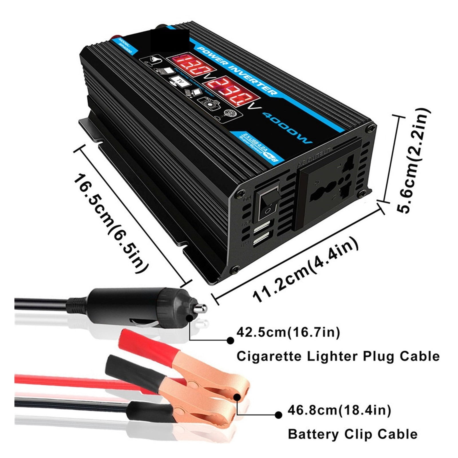 Pure Sine Wave Inverter 8000W LED Display Inverter 12V/24V 110/220 Portable Power Bank Converter Solar Car Converter ,Portable Design