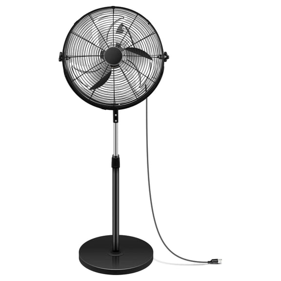HeSLehs 20 Inch Pedestal Standing Fan, High Velocity, Heavy Duty Metal For Industrial, , Residential, Greenhouse Use