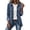 #0183-Blue, variant on Women's Denim Ruffled Open Front Long Sleeve Jacket with Decorative Button for Casual Daily Wear and Outdoor Activities