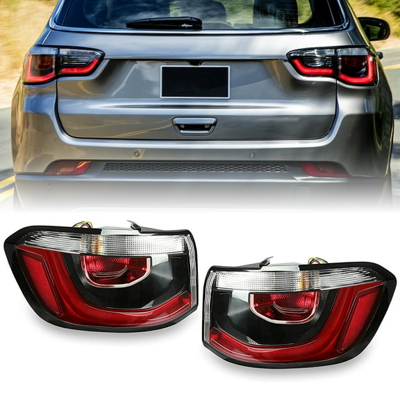 Kojem Pair Tail Light Compatible with 2017-2020 Jeep Compass Rear Taillight Brake Lamp W/ Blub Replacement for CH2804115, CH2805115, 55112838AC, 55112839AC (Driver Side&Passenger Side)
