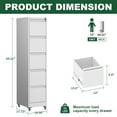 thumbnail image 3 of 5 Drawer Metal Vertical File Cabinet with Lock on Wheels for Home Office,Heavy Duty Metal Storage Cabinet for A4/Letter/Legal Size Files, White, 17.71"D*15.16"W*64.17"H, 3 of 7