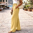 thumbnail image 4 of BUIGTTKLOP Womens Pants Summer Dressy Boho Wide Leg Pants Flowy Straight Leg Trouser Beach Travel Vacation Outfits, 4 of 6