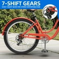 thumbnail image 4 of Dextrus Steel Frame Cruiser Bike, 26in Step-Through Bicycle for Adults - 7-Speed Commute Bike with Full Fenders, Orange, 4 of 9