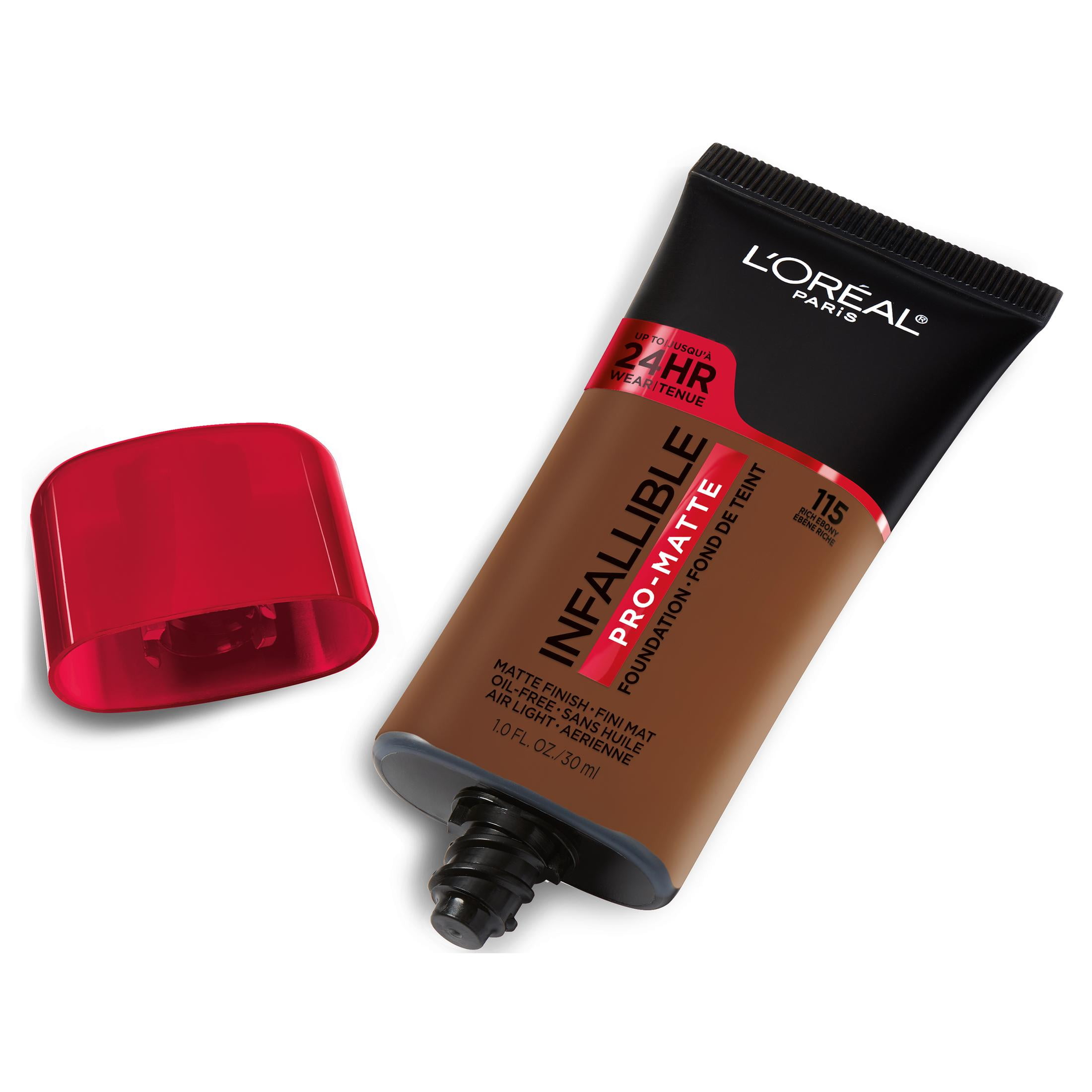 L'Oreal Paris Infallible Pro Matte Liquid Foundation Makeup, 115 Rich Ebony, 1 fl oz