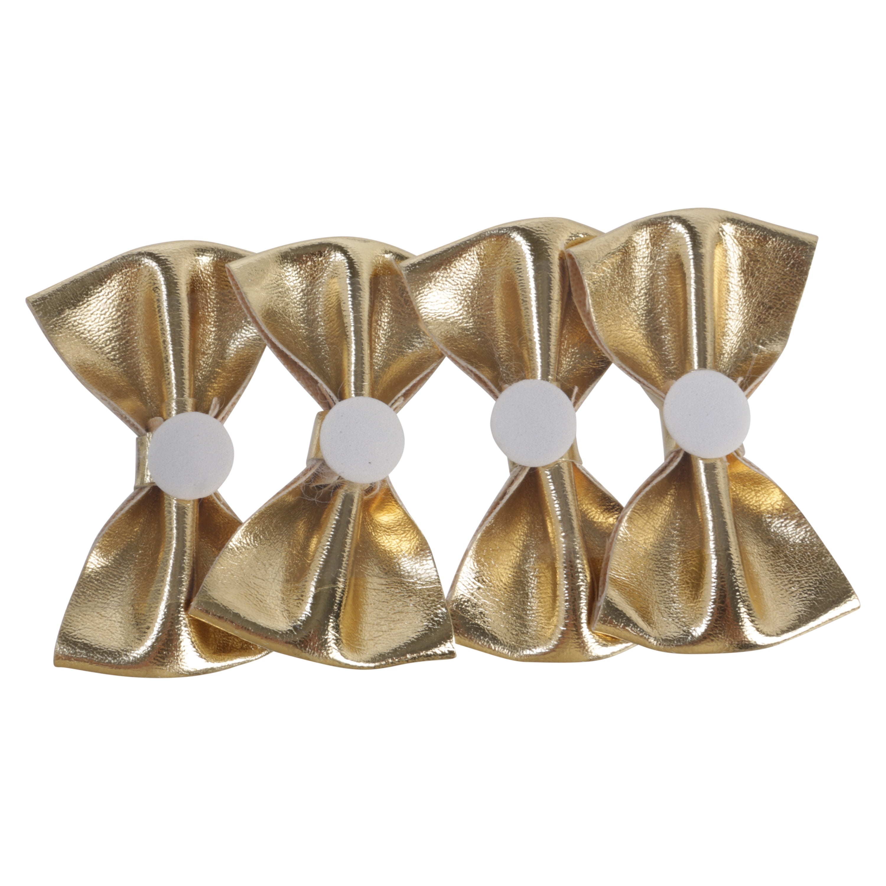Offray 2 inch gold bow embellishments, 4 count, 1 package, pol yardurethane