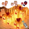 thumbnail image 7 of Yhmxh Christmas Lighted Gift Boxes Set of 3, Light Up Presents Christmas Decoration with Remote for Indoor Xmas Tree Outdoor Yard Holiday, Battery Operated Gift Boxes with Pre-lit Warm White Lights, 7 of 7