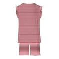thumbnail image 5 of BRGZLK Summer Sets For Kids 2025 Trendy Striped Print Casual Sleeveless Round Neck Vest Tops and Elastic Waist Short Pants Sets Wine 3-4 Years, 5 of 7