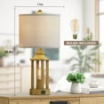 thumbnail image 4 of Cinkeda Industrial Gold Table Lamp for Living Room Bedroom 25" Modern Single Bedside Nightstand Lamp with USB A+C Ports AC Outlet Nightlight, 4 of 7