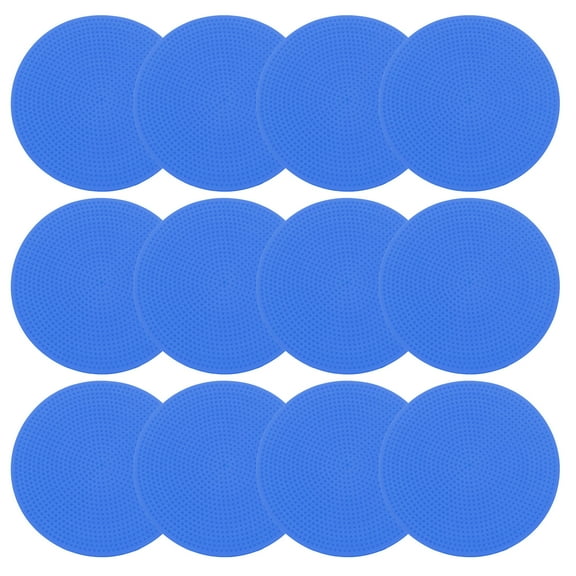 Uxcell 4 Inch Poly Spot Markers, 12Pcs Non Slip Rubber Floor Dots with Storage Bag Flat Agility Cones for Sports Training, Blue