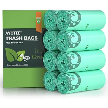 200 Count 1.2 Gallon Small Biodegradable Trash Bags, Compost Bags for Countertop Bin, 4.5 Liter Mini Trashbags Compostable Trash Bag Small Waste Basket Liners for Bathroom Kitchen Pet