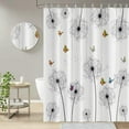 thumbnail image 6 of With Hook Shower Curtain Set Dandelion Modern Rustic for Bathroom Hotel Style RV Stall Black White Shower Curtain Waterproof-72"W x 74"L (Pack of 1), 6 of 7