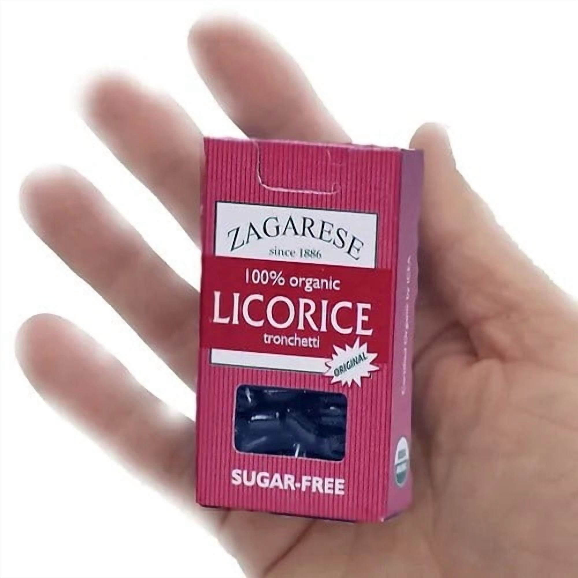 ZAGARESE 100% pure Organic Licorice extr., hard little Bits, 0.7 oz flip top box, Set of 3