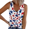 thumbnail image 3 of WZXFASHION American Flag Tank Top Women 4th Of July Shirts Button V Neck Knit Ribbed Tops Casual Coloful Printed Patriotic Tees Spring Savings Clearance Women's Short sleeve T-shirt, 3 of 6