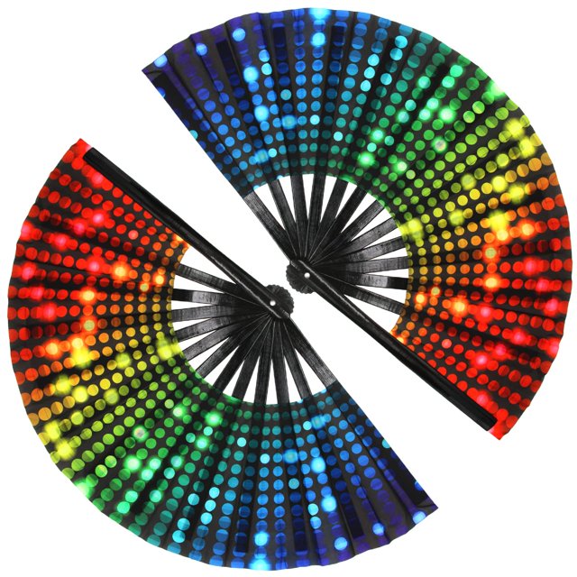 Abanicos plegables Hananona Rainbow Color Poliéster (32 cm x 64 cm)