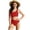 Swimwear-1Red, variant on Gamivast One Piece Monokini for Teen Girls Asymmetric One Shoulder Waist Cut Out Swimsuit Summer Tropical Holiday Wear Trendy Sunbathing Bathing Suit