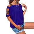 thumbnail image 1 of Qarigey Camisa de manga corta con cuello y correa para el hombro para mujer Prendas para la parte del cuerpo Color azul SG, 1 of 4