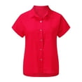 thumbnail image 2 of Innerwin Tops Short Sleeve Women Shirts Holiday Button Down Casual Blouse Red 3XL, 2 of 7