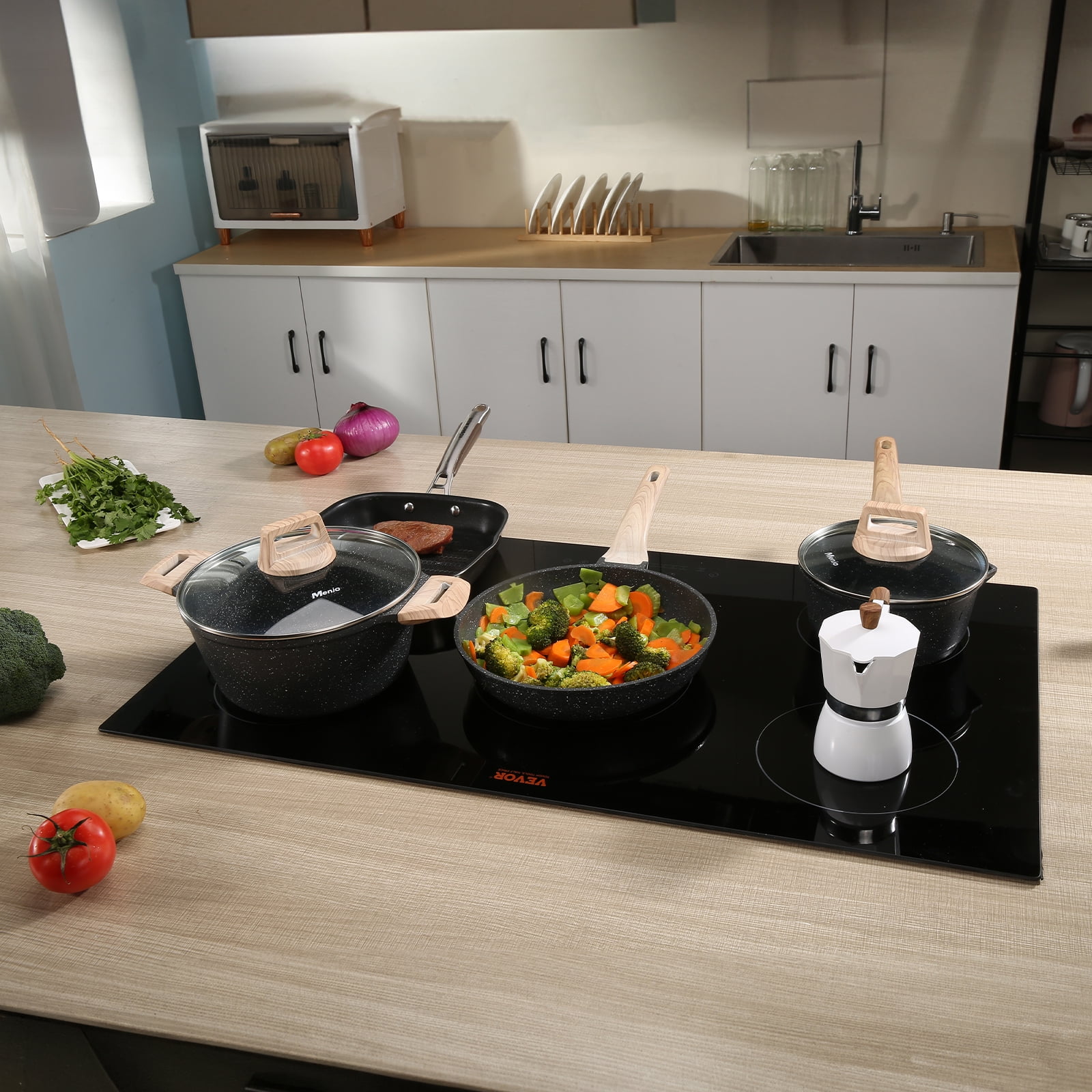 VEVOR 36 inch Electric Cooktop 5 Burners Ceramic Glass Stove Top Touch Control