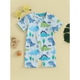 thumbnail image 3 of Sedceaty Toddler Baby Boys Rash One-Piece Guard Swimsuit,0-12 Months 1T 2T 3T Dinosaur Print Short Sleeve Round Neck Front Zip Up Beach Wear, 3 of 10