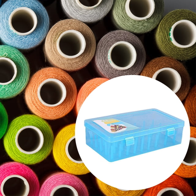 Sewing Thread Box 42 Spools Large Options Art Capacity Plastic Storage Empty Embroidery Cross-stitch Dust-proof Container Accessories Blue