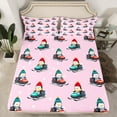 thumbnail image 2 of Manfei Merry Christmas Twin Sheet Sets,Cute Cartoon Penguin Twin Fitted Sheet,Snowmobile Sport Flat Sheet For Girls,Ultra Soft Home Decor,3 Pieces, 2 of 7
