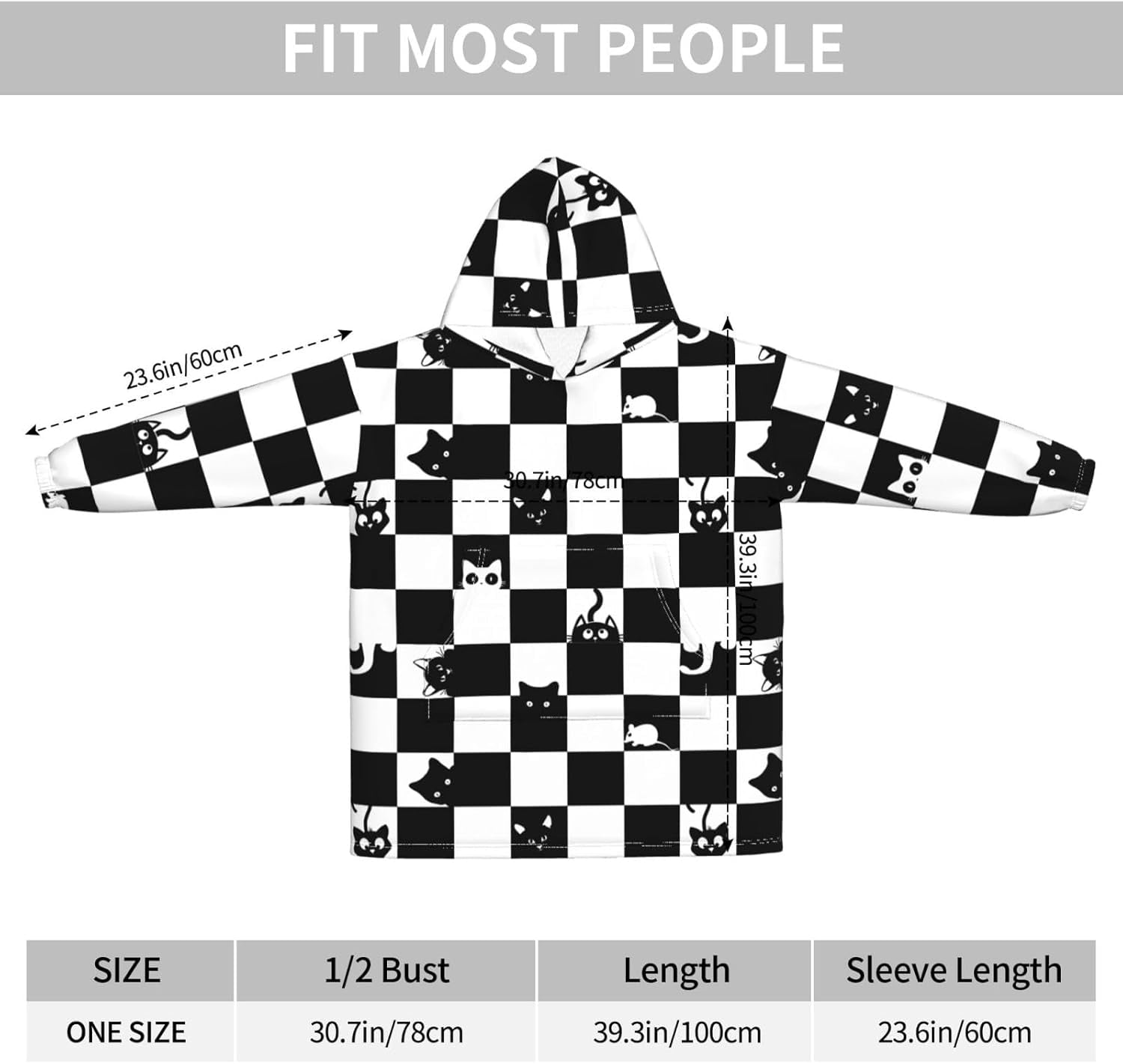 Cat Blanket Hoodie Cute Cartoon Wearable Hooded Blanket Soft Plush Warm Comfy Pajamas Fluffy Sweatshirt Blanket For Women