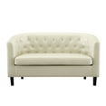 thumbnail image 4 of Emma Loveseat Button Tufted Faux Leather Barrel Loveseat, Midcentury Modern Loveseat, Comfy Loveseat Sofa, Tub Barrel Loveseats White, 4 of 6