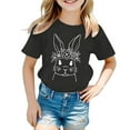 thumbnail image 2 of Curuila Kids Child Girls Boys Tops Easter Cartoon Print Crew Neck Short Sleeved Soft Breathable T Shirt Black Size 3-4 Years, 2 of 3