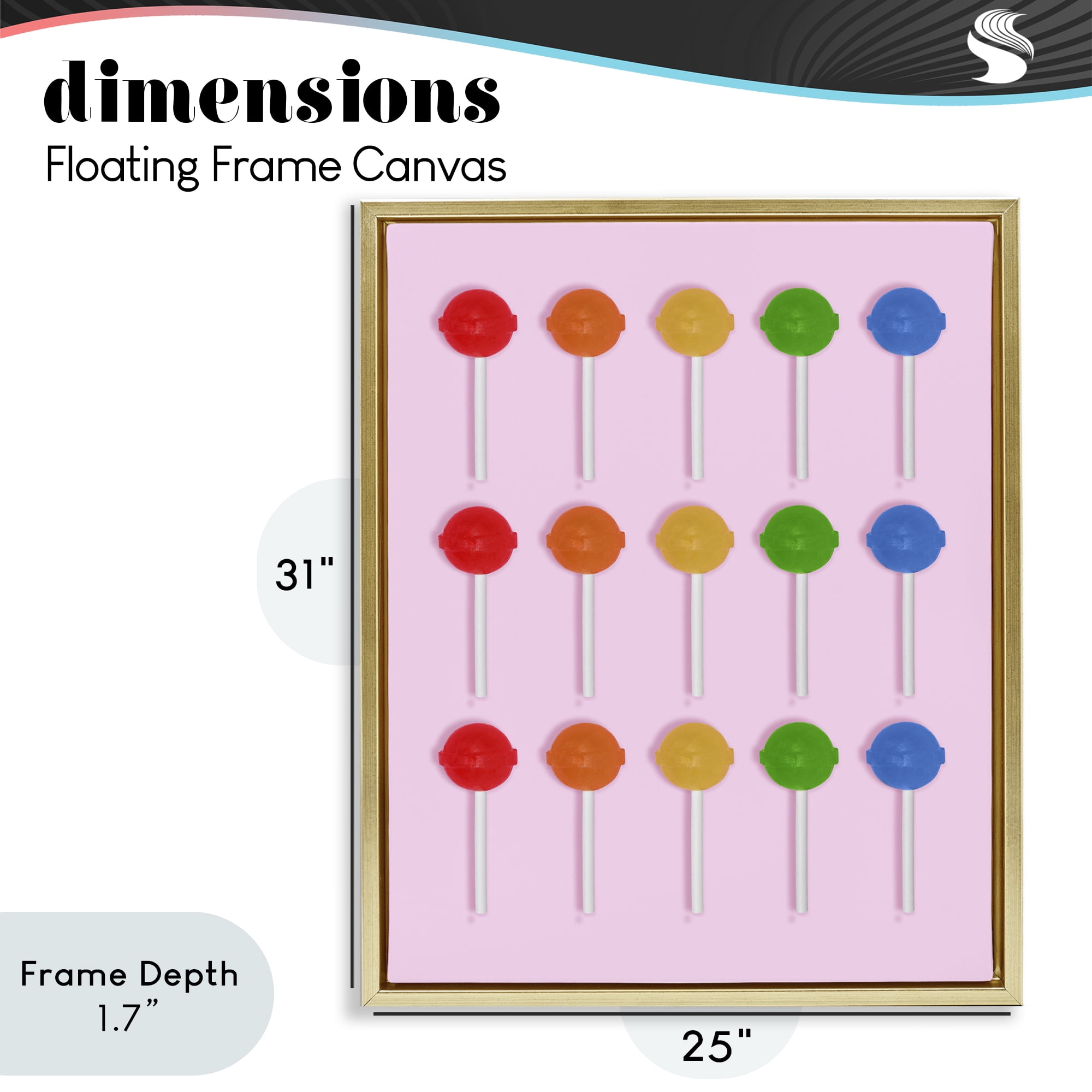 Stupell Industries Candy Pops on Light Pink Gold Framed Floater Canvas Wall Art, design by LISH Creative