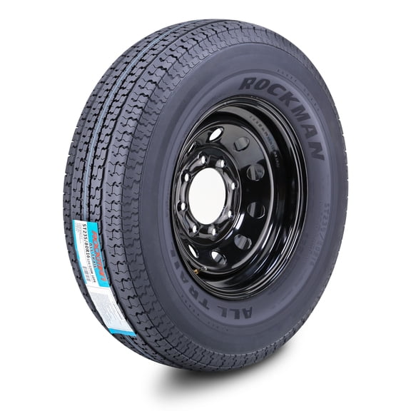 ROCKMAN Trailer Tire Wheel Assembly ST235/80R16 10-Ply E 124M 8 Lug on 6.5" PCD Black Mod Rim