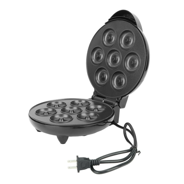 Minimáquina eléctrica portátil Nikou para hacer donuts calefacción doble cara 7 donuts 110 V negro