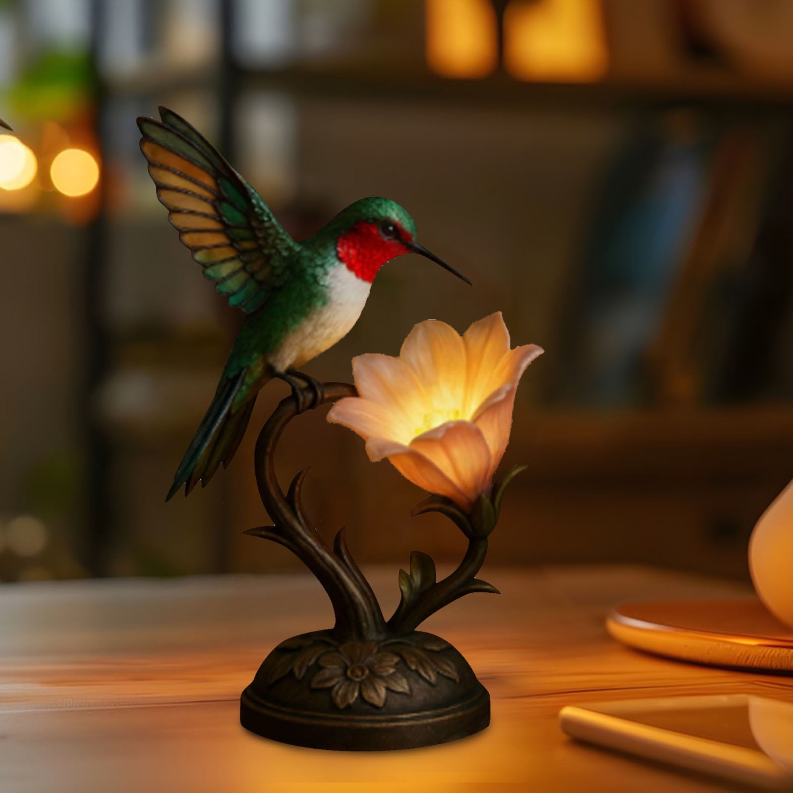 Cute Table Lamp 3D Resin Bird Flowers Reading Lamp for Bedroom Livingroom Nightstand, Night Light for Home Decor, Birthdays Gifts for Mom Wife Girlfriend Friend