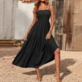 thumbnail image 2 of HAJWOH Dresses for Women Summer Dress Bohemian Spaghetti Strap Smocked Tiered Long Beach Sun Dresses Sleeveless Maxi Dress, 2 of 7