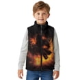 thumbnail image 4 of Xoenoiee Wolf Fire Print Boys Fleece Jacket Lightweight Vest Cozy Sleeveless Cardigan Zipper Waistcoat Outerwear with Pocket, Size 2T, 4 of 7