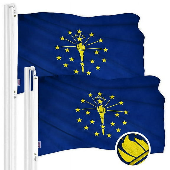 Indiana IN State Flag 3x5FT 2-Pack Embroidered Polyester By G128