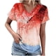 thumbnail image 2 of Fiudx Ofertas Flash Del Día Solo En Línea Top de Camiseta con Decoración de Botones Estampados con Cuello En V de Manga Corta para Mujer, 2 of 5