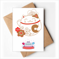 thumbnail image 1 of Japan Lucky Fortune Cat Flower Copper Happy Birthday Greeting Cards Envelopes Blank, 1 of 3