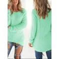 thumbnail image 5 of Topumt Women's Casual Crewneck Long Sleeve Fleece Pullover Sweatshirts Solid Color Fuzzy Warm Outerwear Tops, 5 of 5