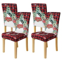 Yilichang Christmas Chair Covers Set of 4, Christmas Decorations Stretch Removable Washable Dining Room Chair Protector Slipcovers for Xmas Decor Kitchen Home Decorations (Snowman, 4 Pcs)