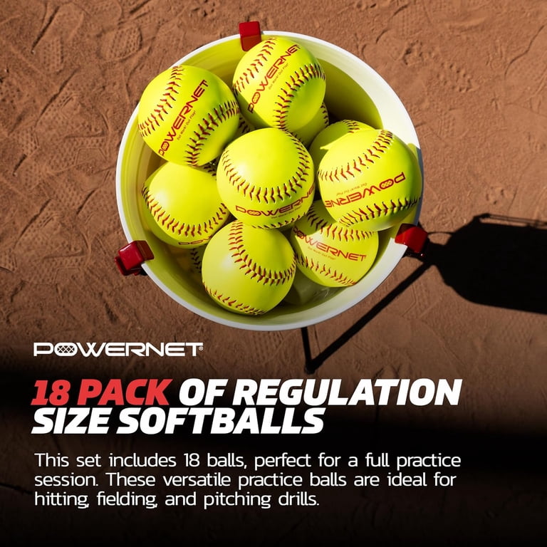 PowerNet Set Di Palle Da Softball Per Allenamento - Secchio Da 11 O 12 Pezzi, Ideale Per Battute E Lanci