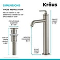thumbnail image 6 of KRAUS Elavo Modern Rectangular Vessel White Porcelain Ceramic Bathroom Sink, 19 inch and Ramus Single Handle Vessel Bathroom Sink Faucet with Pop-Up Drain in Spot Free Stainless Steel, 6 of 7