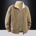 thumbnail image 2 of Men’s Corduroy Jacket Winter Wind-Proof Fleece Lined Collared Vintage Coat (Khaki XXXL), 2 of 3