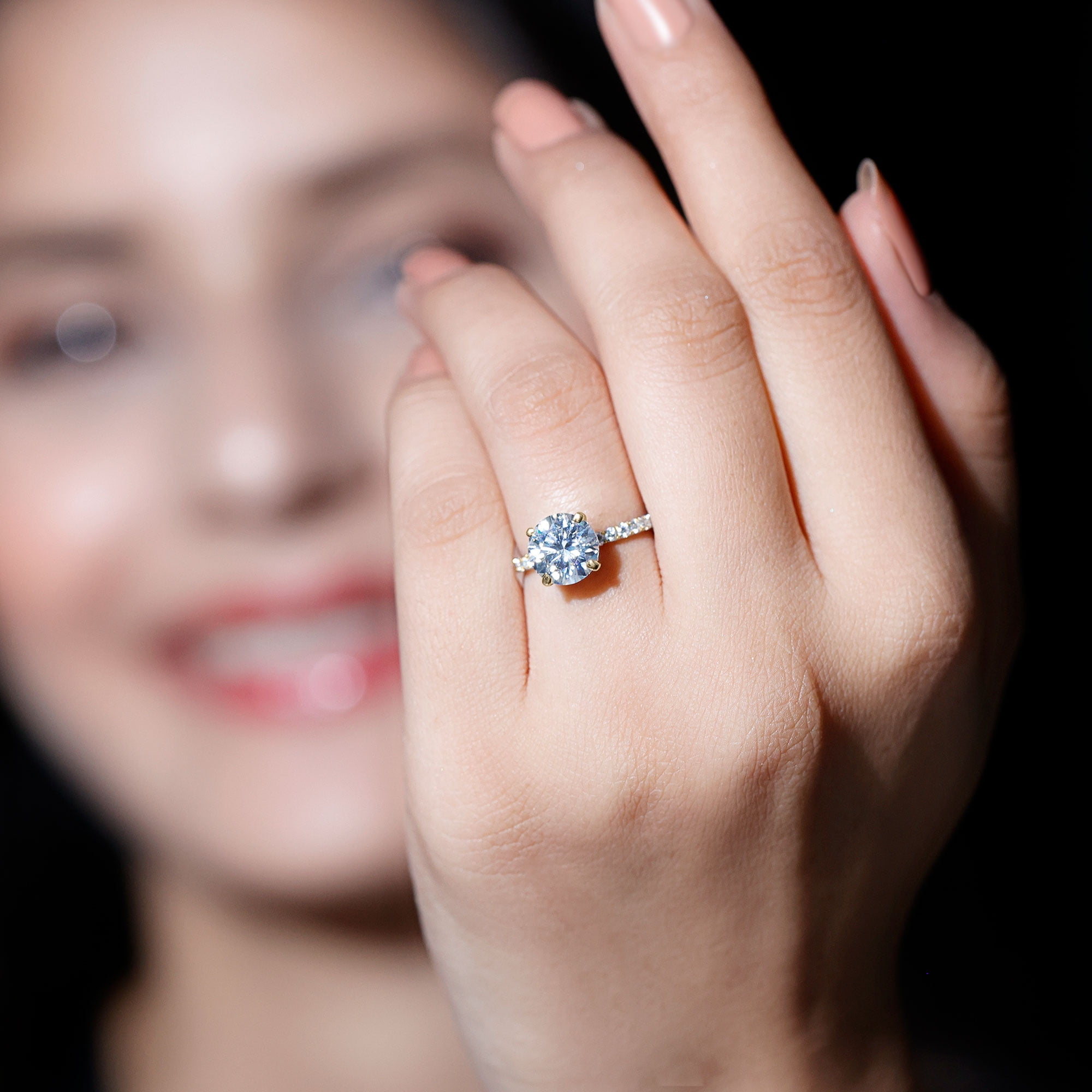Rosec Jewels Lab Grown Diamond Solitaire Engagement Ring for Women - 2 ct - EF-VS Quality, 10K Yellow Gold, US 10.50