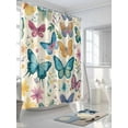 thumbnail image 3 of Shower Curtain Butterfly Shower Curtains for Bathroom, Waterproof Polyester Shower Curtain Set with Hooks, Standard Size 72" x 72" Flower Butterfly, 3 of 6