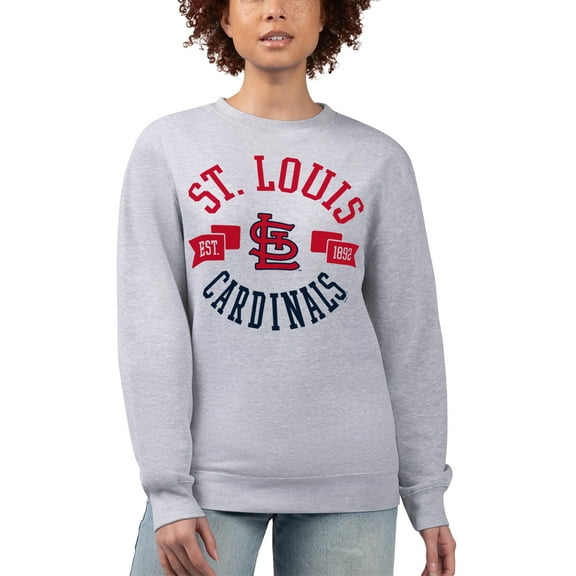 Women's G-III 4Her by Carl Banks Heather Gray St. Louis Cardinals Team Logo Fleece Pullover Sweatshirt