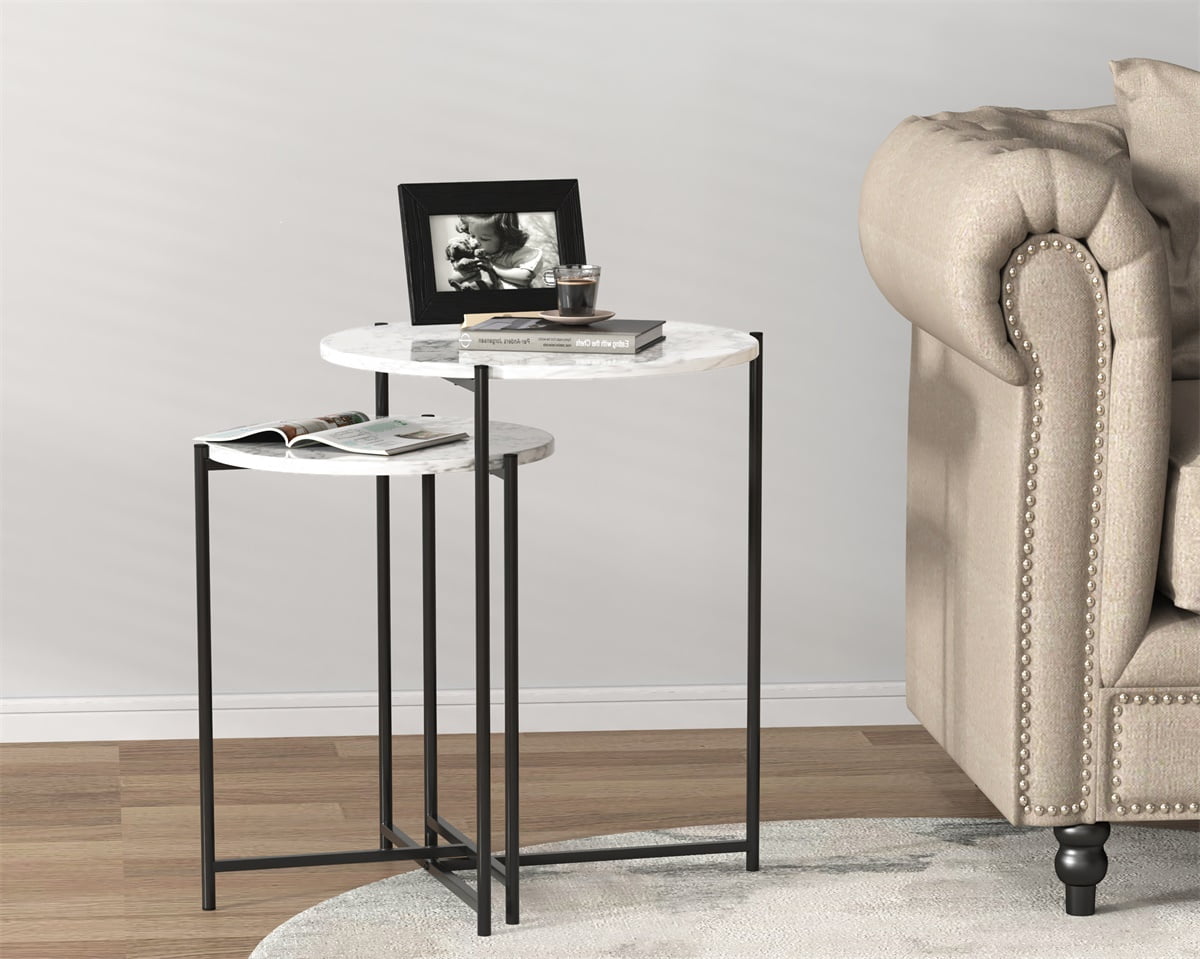 Lowestbest 2PCS Modern Metal Frame Coffee Table, Nesting Side Table for Living Room, Bedroom, Black Lowestbest 2PCS Modern Metal Frame Coffee Table, Nesting Side Table for Living Room, Bedroom, Black