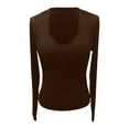 thumbnail image 5 of Womens Fall Tops Crew Neck Knitted Spicy Style Slim Fit Basic Plus Size Womens Clothing,Coffee,L, 5 of 7