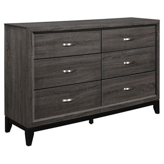 Lexicon Davi 58-inch 6 Fixed Drawers Modern Wood Dresser in Gray